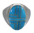 Southwestern Authentic Sterling Silver Turquoise Inlay Ring Size 8-1/2 AX88082